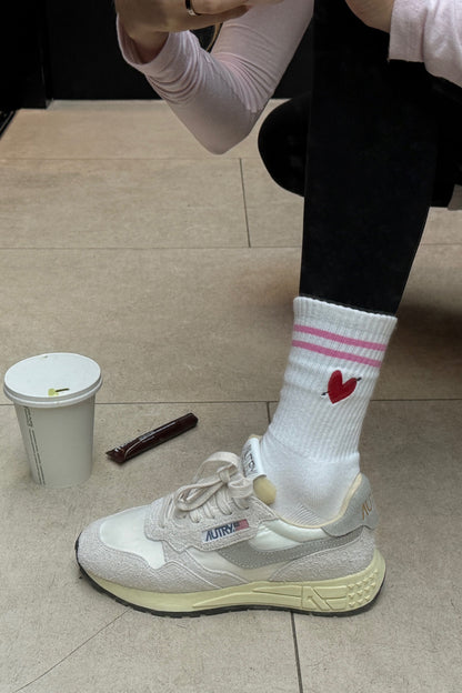 Sports socks 'Heart' in white/pink