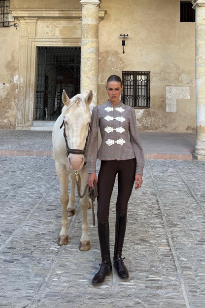 Blouse Caroline in Black/White/Red