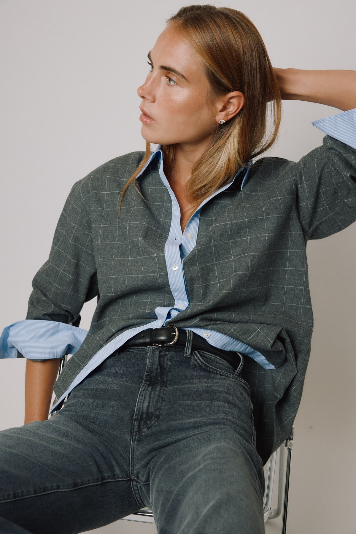 Bluse Eleonora in Grau/Blau Anita Hass
