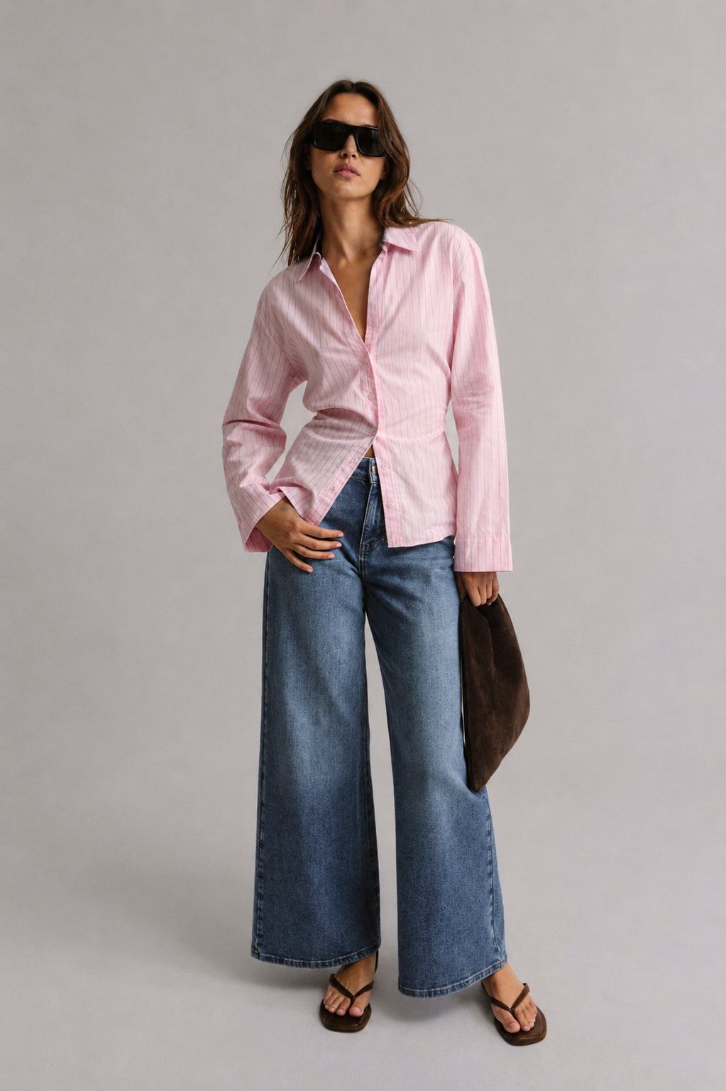 Linen Love Tailored Blouse in Pink/Brown by Anita Hass - Anita Hass