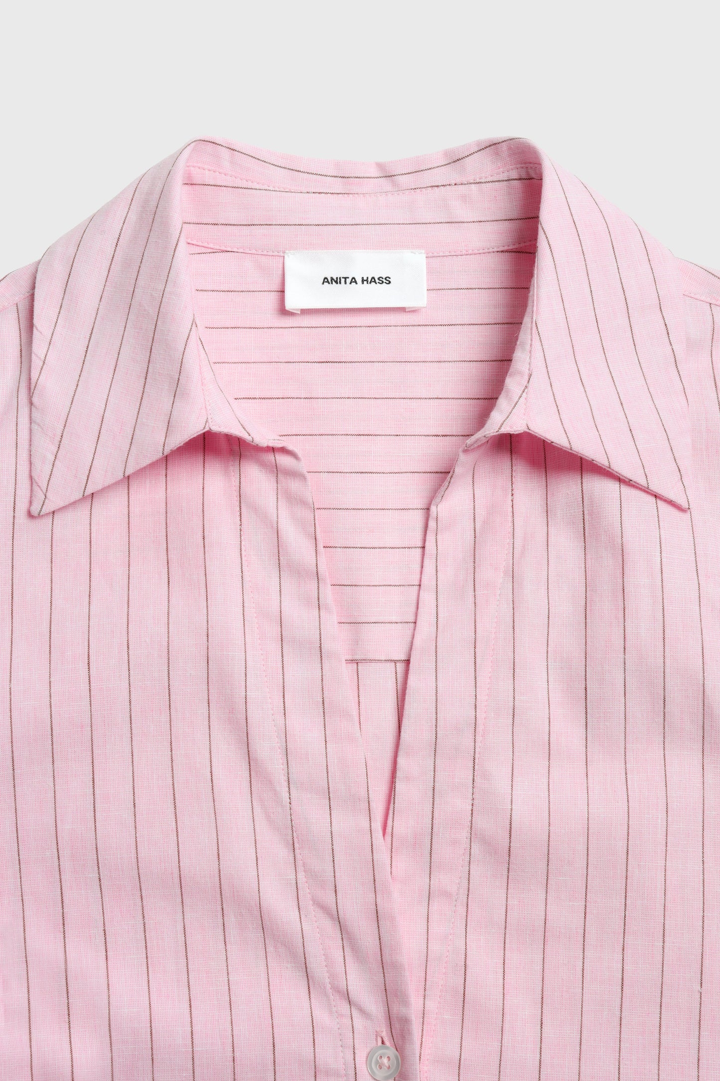 Linen Love Tailored Blouse in Pink/Brown by Anita Hass - Anita Hass
