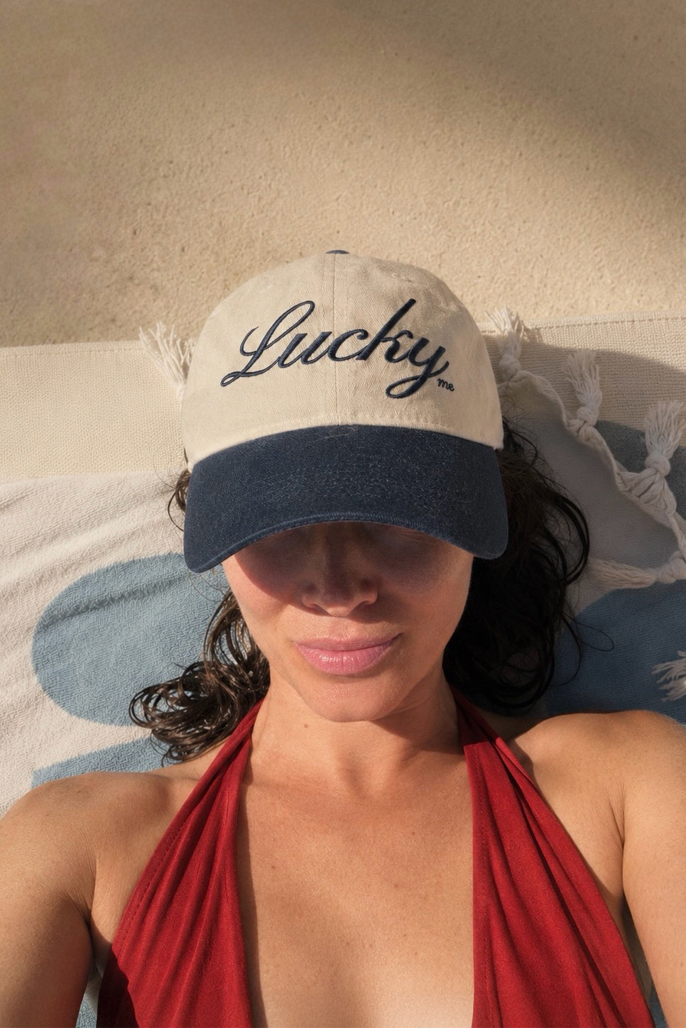 Cap Lucky in Ivory/Navy Anita Hass