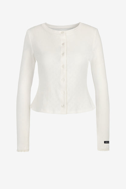 White Pointelle Cardigan by Anita Hass - Anita Hass