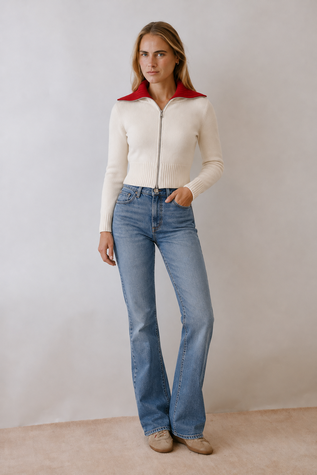 Cardigan Selma in Ivory/Rot Anita Hass
