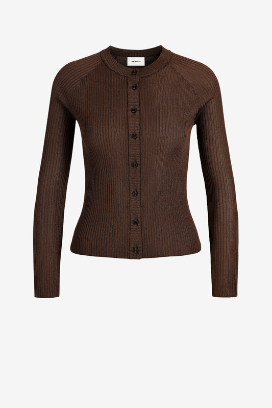 Sunset Glow Cardigan in Brown Lurex by Anita Hass - Anita Hass