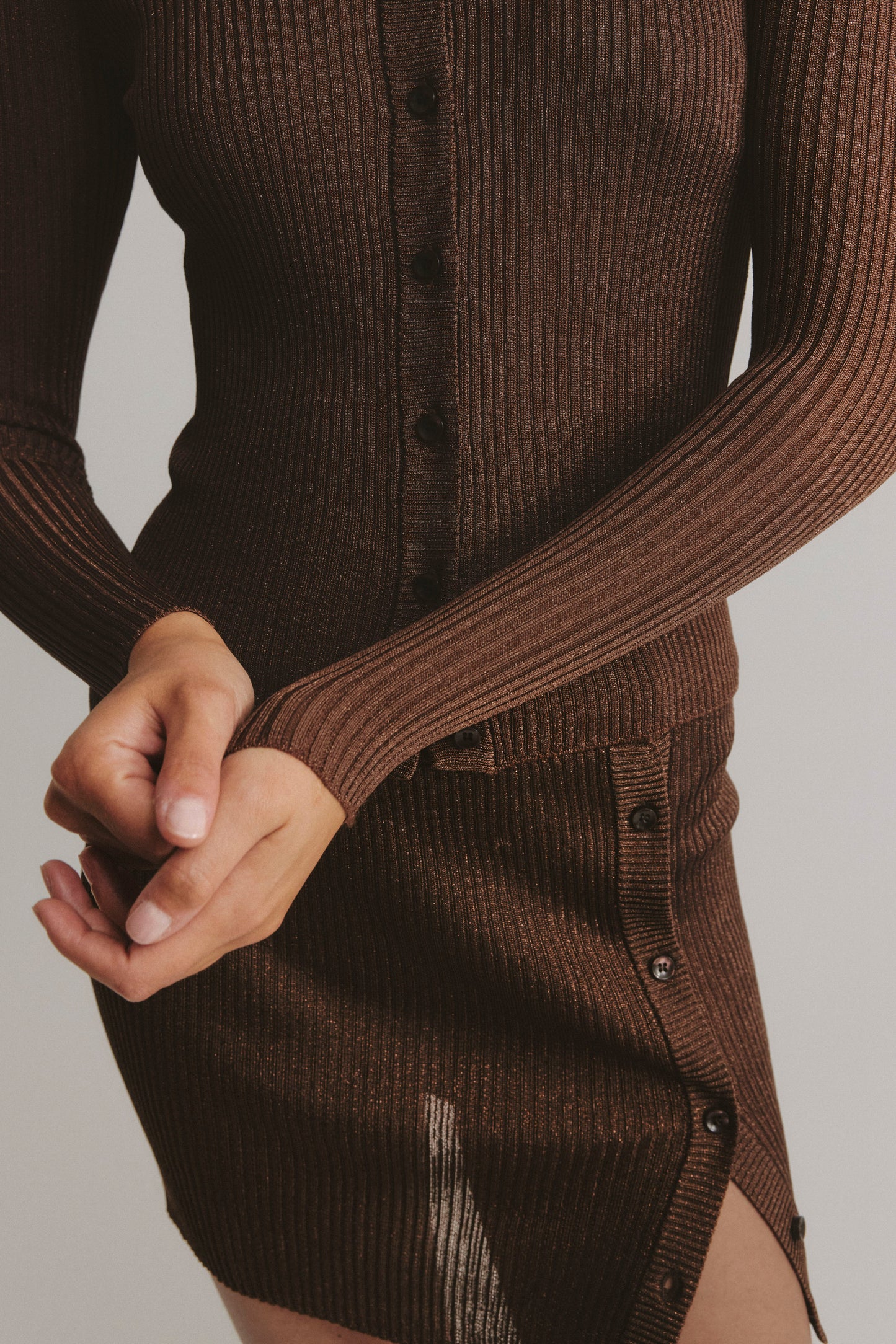 Cardigan Sunset Glow in Braun Lurex Anita Hass