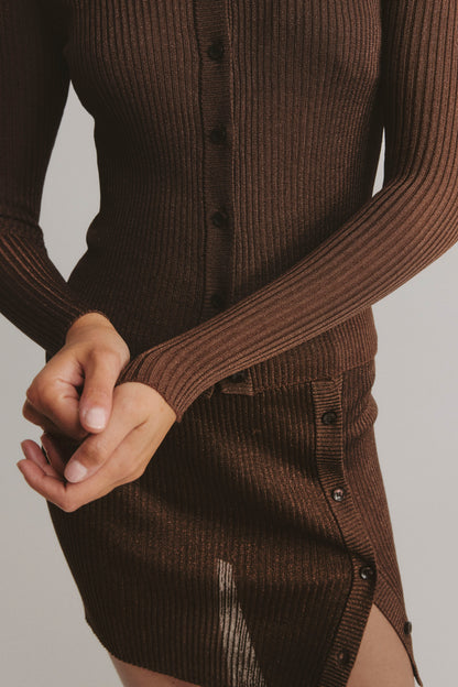 Cardigan Sunset Glow in Braun Lurex Anita Hass