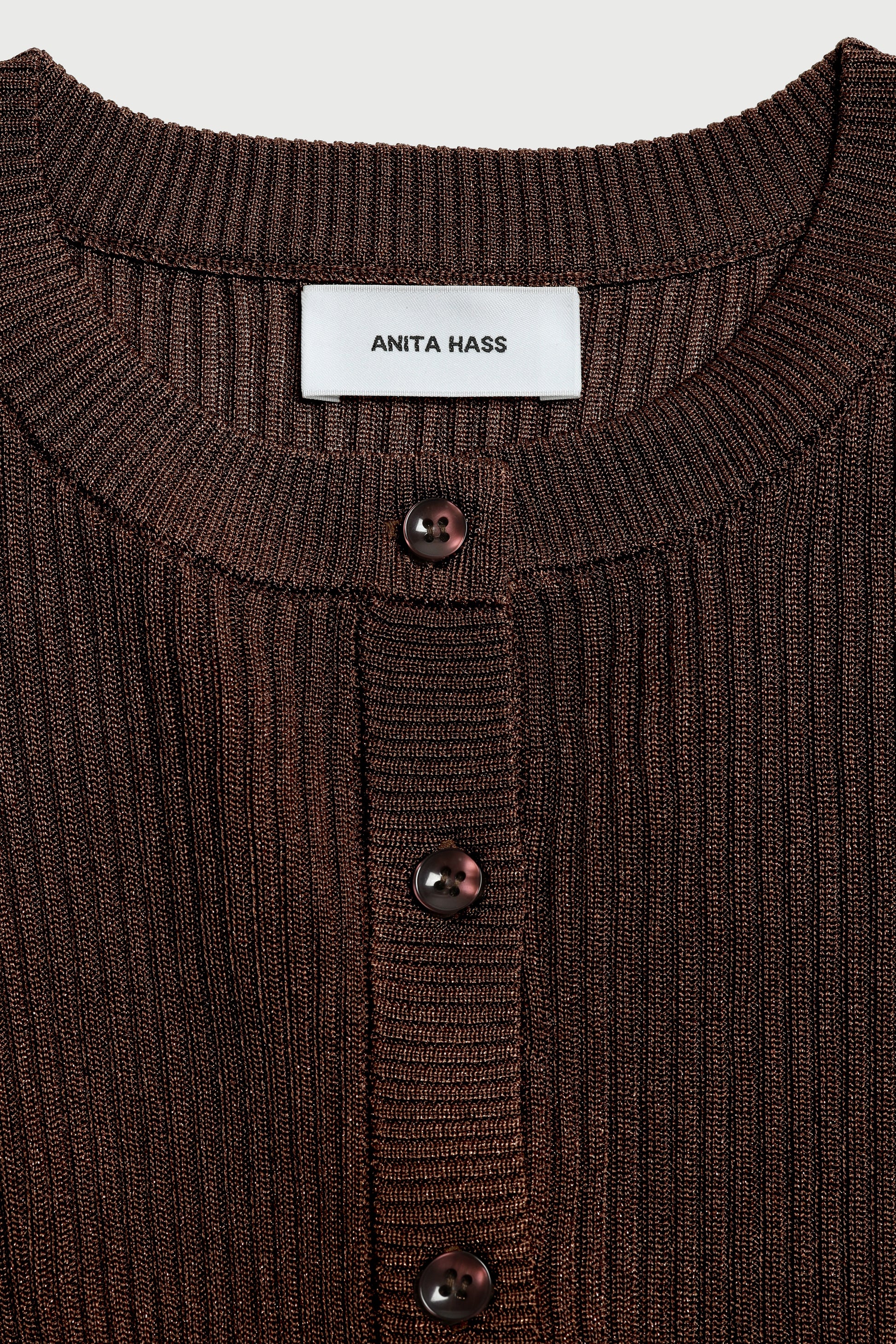 Cardigan Sunset Glow in Braun Lurex Anita Hass