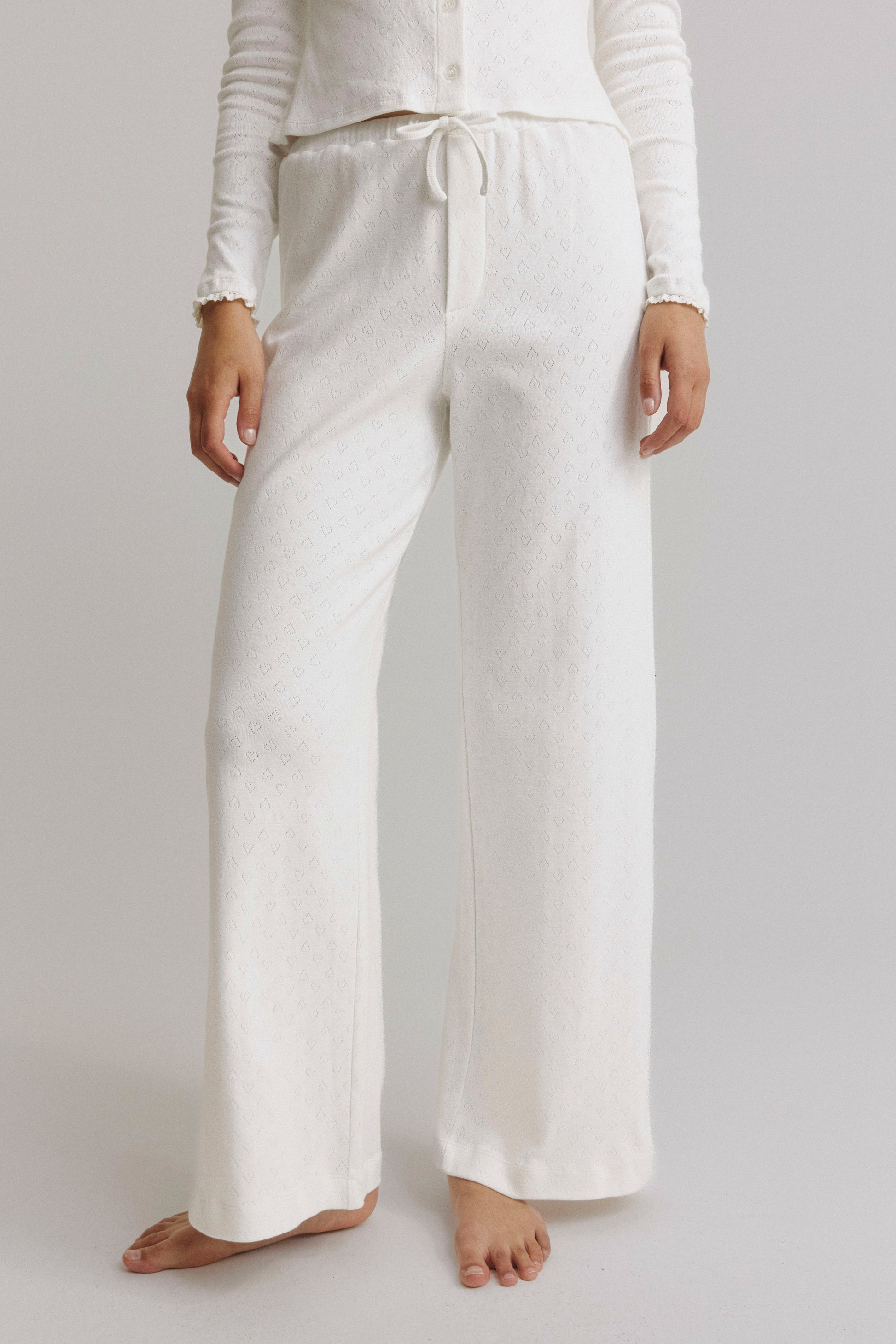 White Pointelle Pants by Anita Hass - Anita Hass