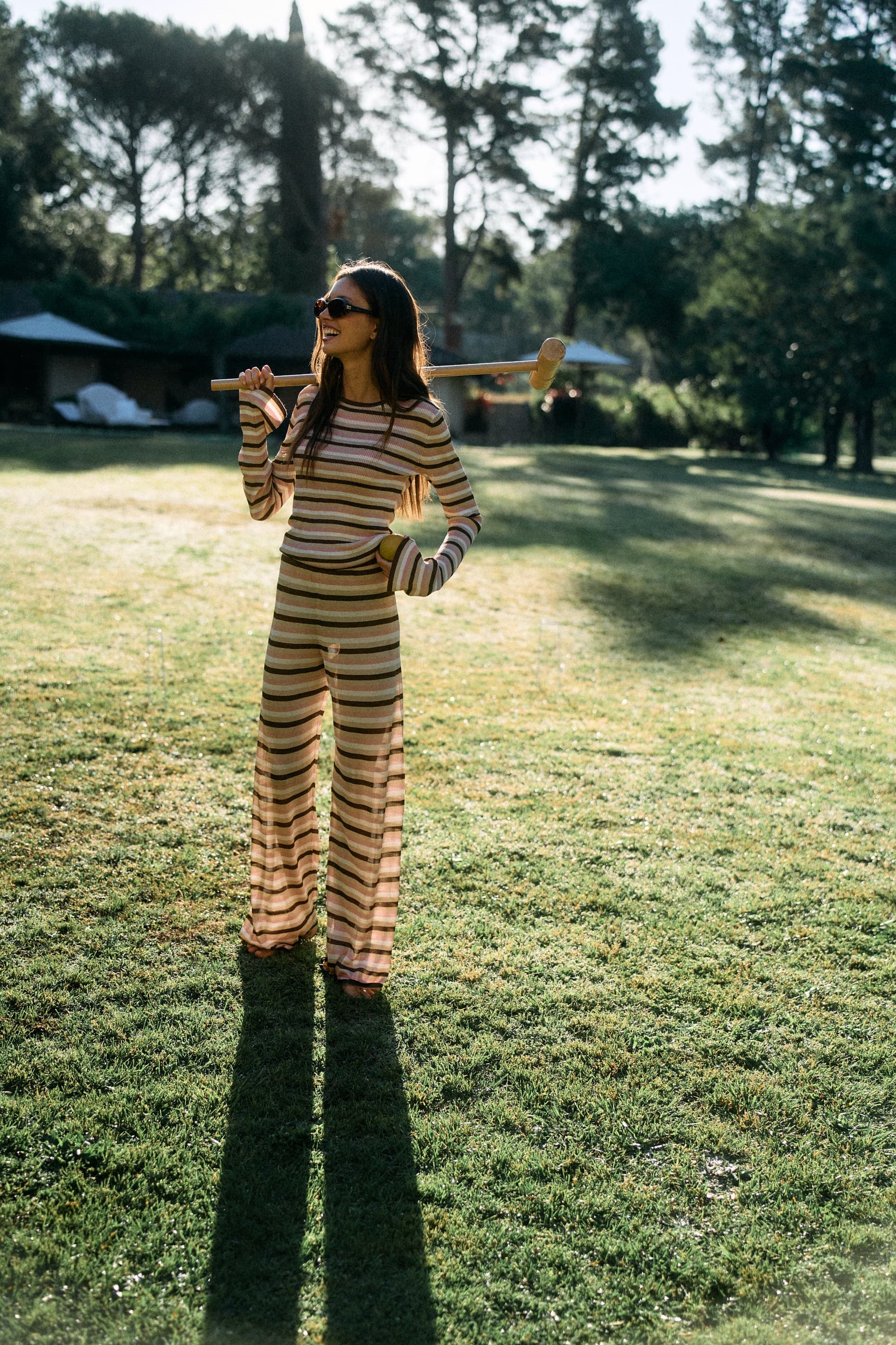 Sunset Glow Pants in Striped Lurex by Anita Hass - Anita Hass