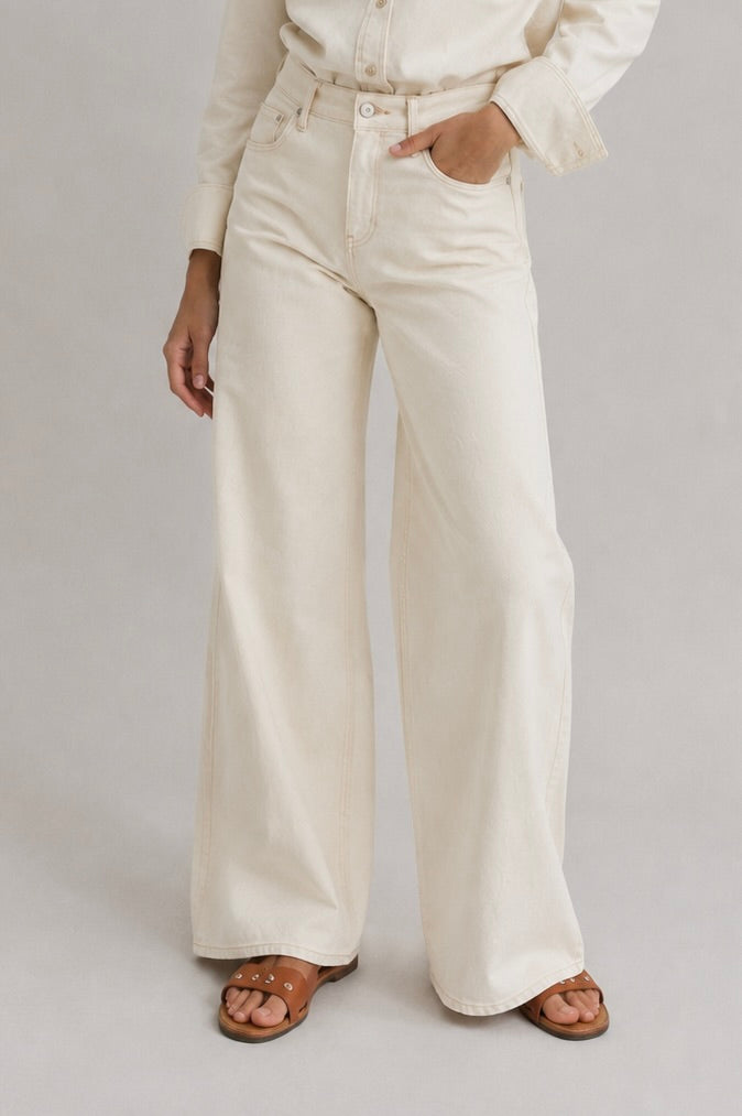 "The Wide Leg" Jeans in Ecru by Anita Hass - Anita Hass