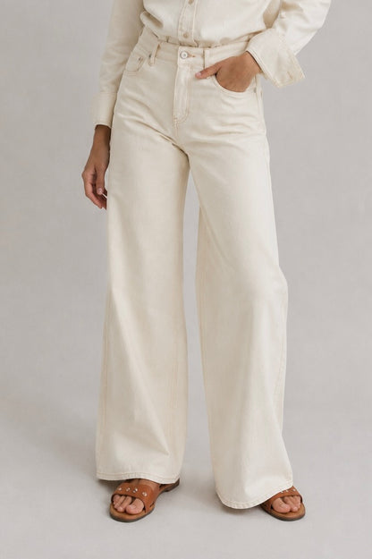 "The Wide Leg" Jeans in Ecru by Anita Hass - Anita Hass