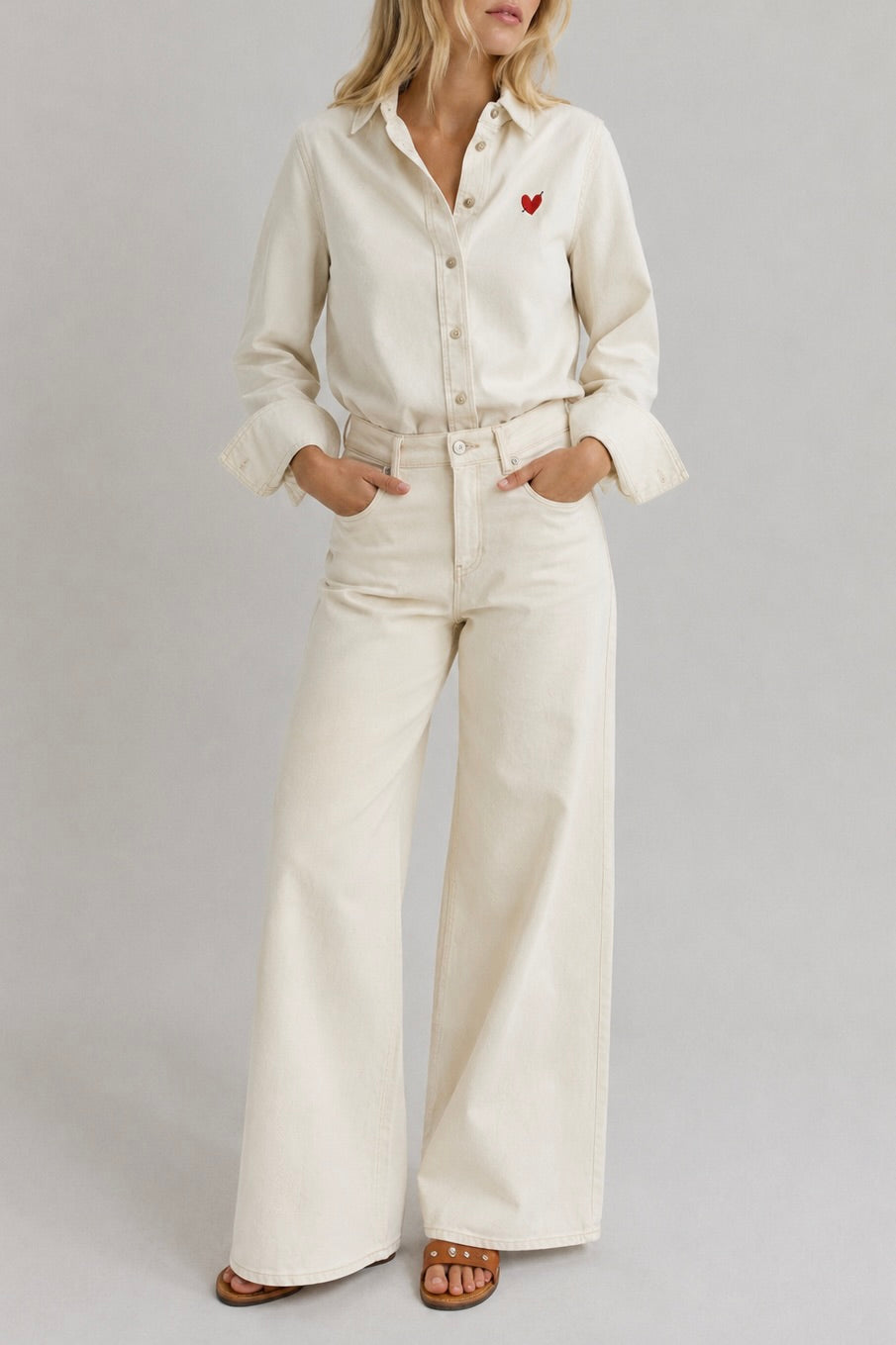 "The Wide Leg" Jeans in Ecru by Anita Hass - Anita Hass