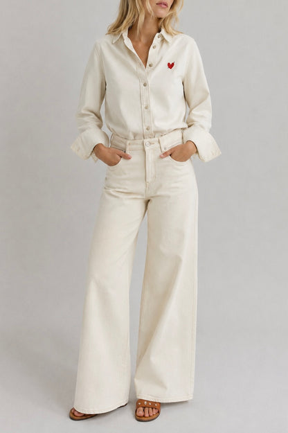 "The Wide Leg" Jeans in Ecru by Anita Hass - Anita Hass