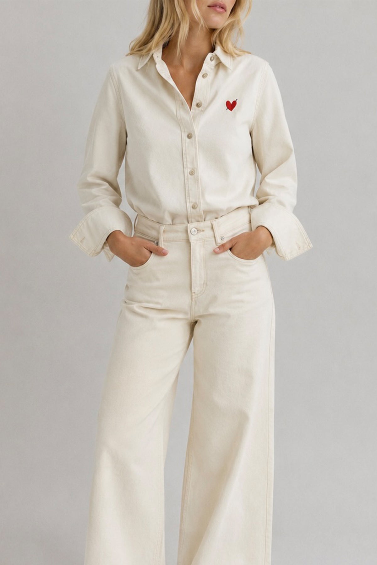 Jeansbluse Classic in Ecru Anita Hass