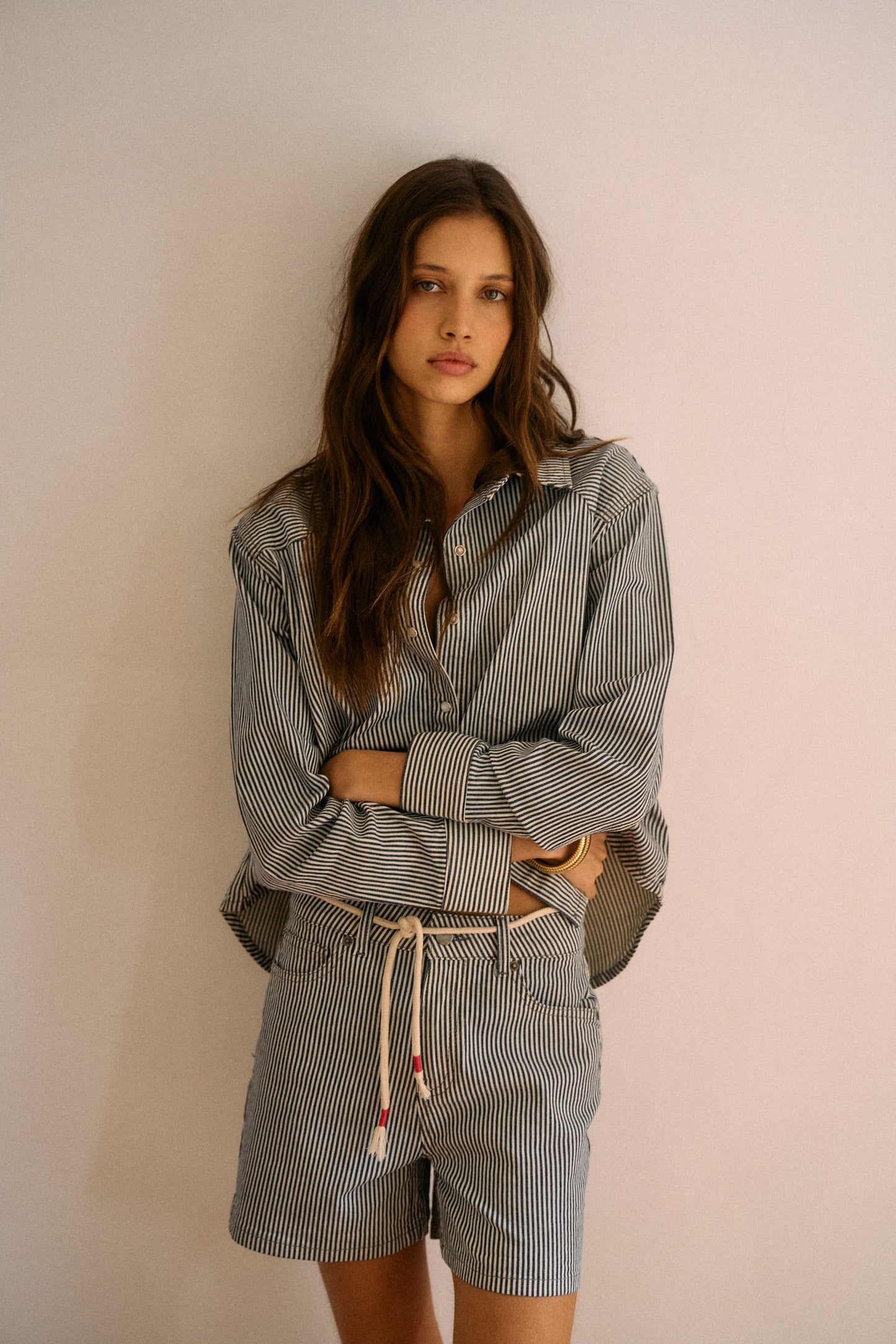 Positano Denim Shirt in Blue/White by Anita Hass - Anita Hass