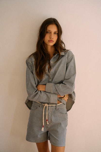 Positano Denim Shirt in Blue/White by Anita Hass - Anita Hass
