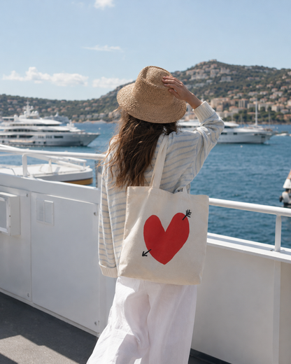 Small Canvas Tote Bag with Heart Logo