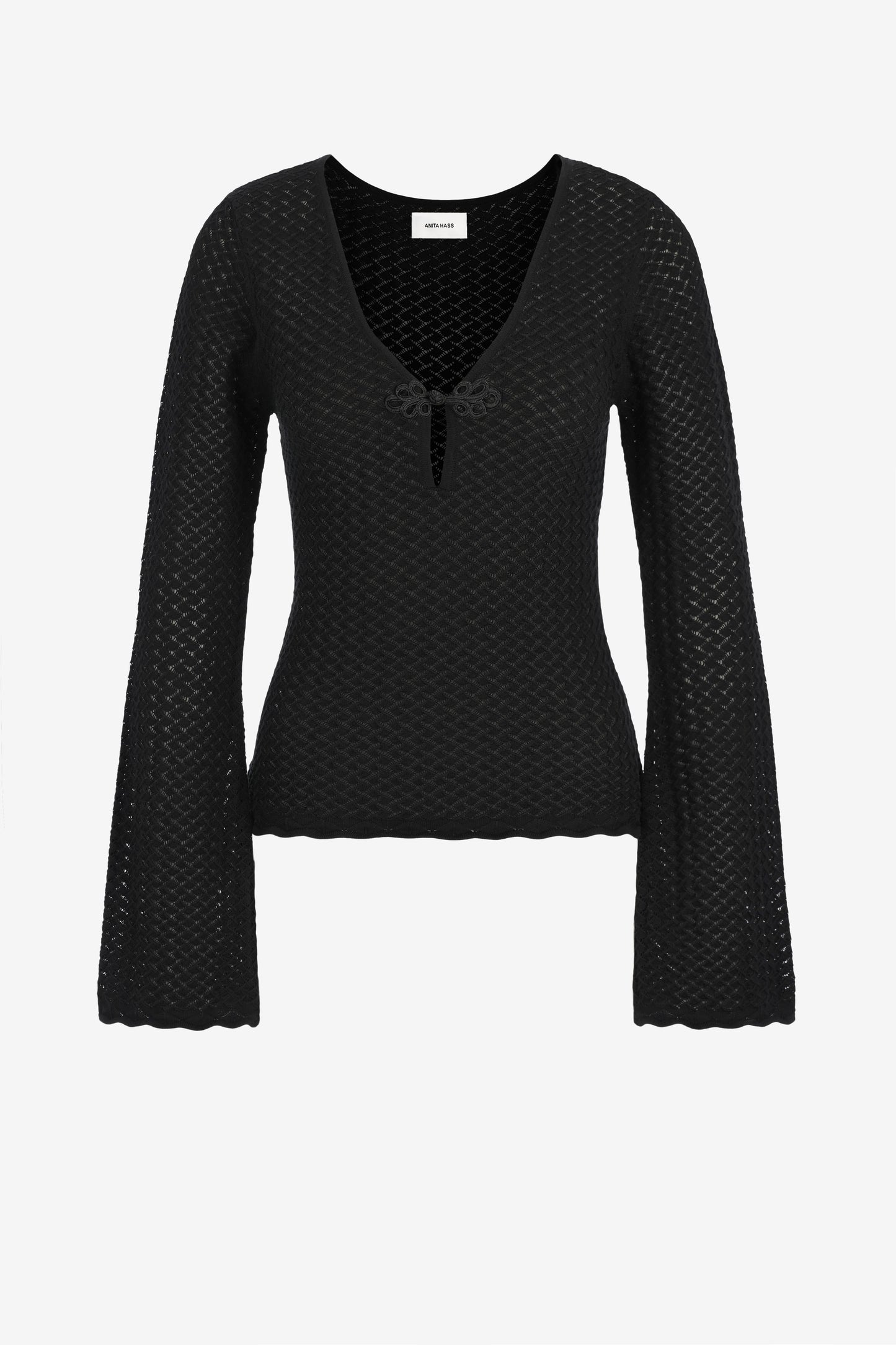 "Beach Flirt" Long-Sleeve Top in Black by Anita Hass - Anita Hass