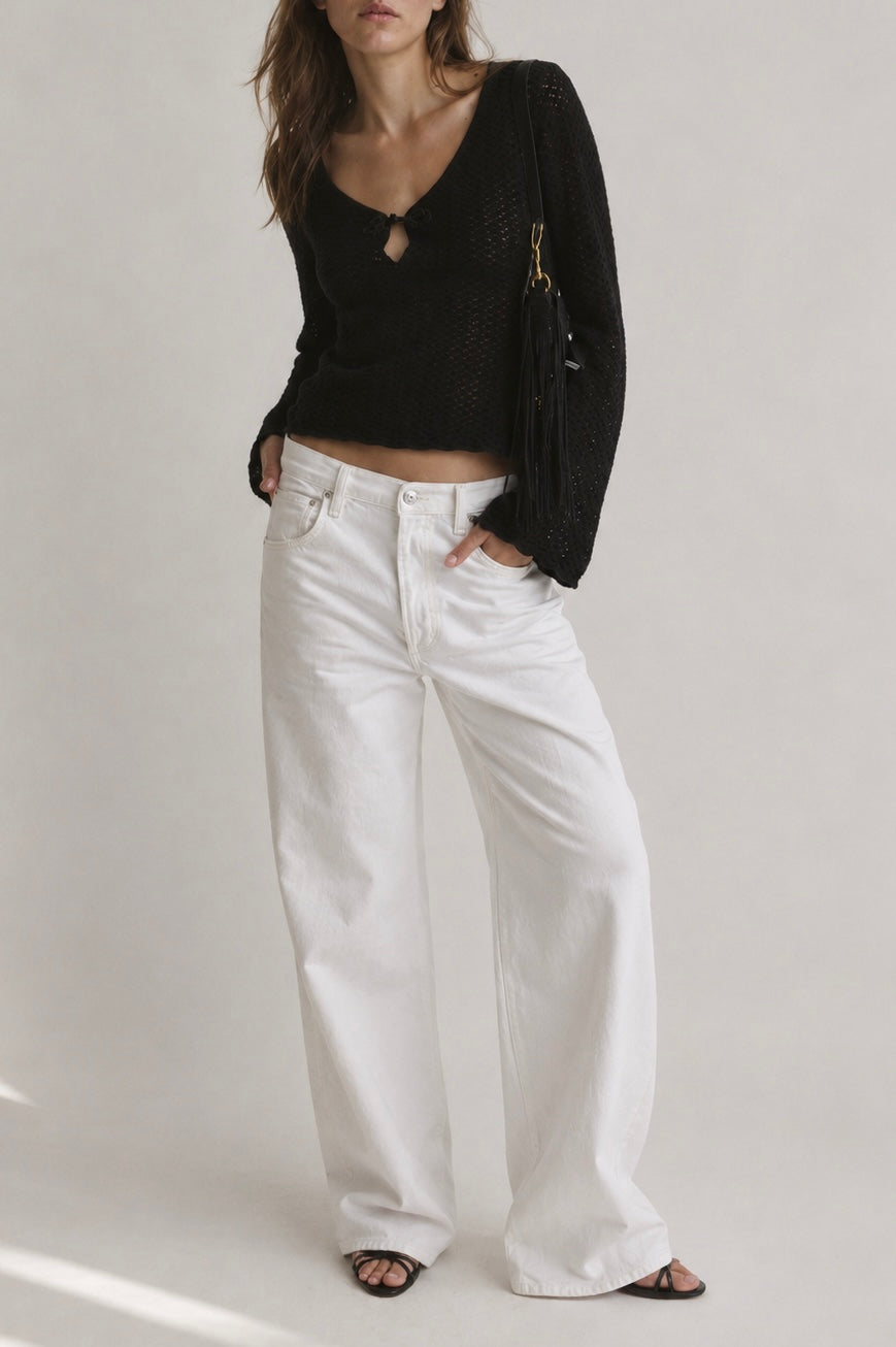 "Beach Flirt" Long-Sleeve Top in Black by Anita Hass - Anita Hass