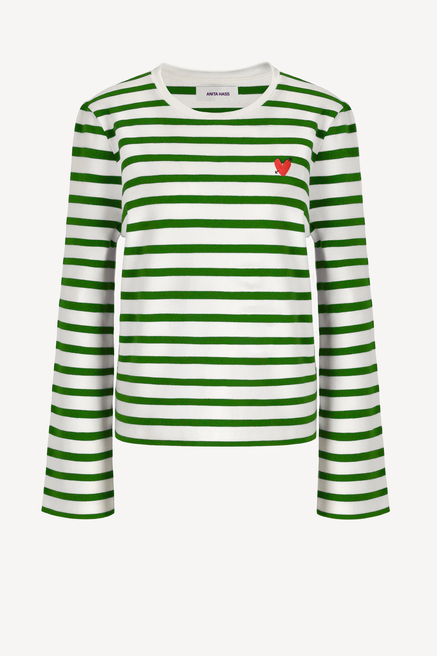 "Heart" Long-Sleeve Shirt in Green/Ivory by Anita Hass - Anita Hass