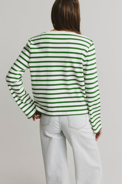 "Heart" Long-Sleeve Shirt in Green/Ivory by Anita Hass - Anita Hass
