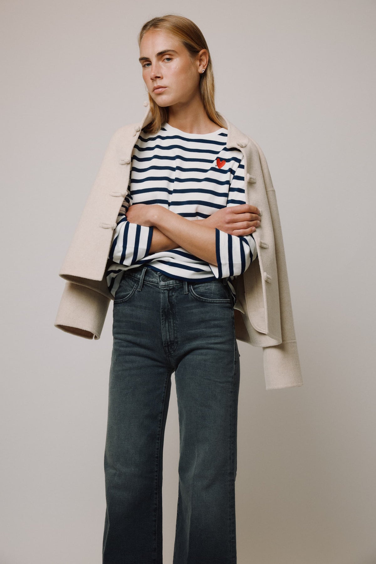 Longsleeve 'Heart' in Navy/Ivory Anita Hass