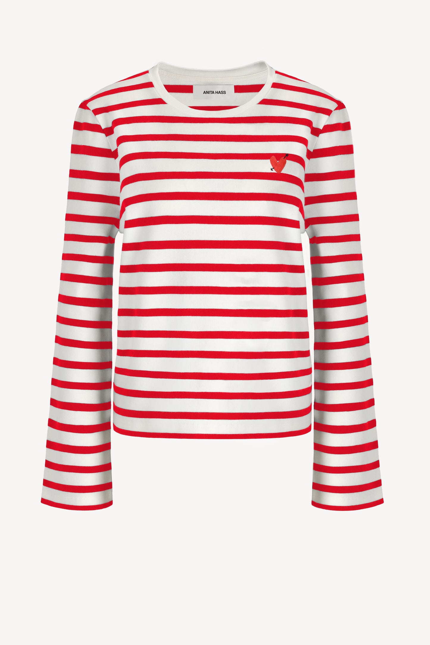 "Heart" Long-Sleeve Shirt in Red/Ivory by Anita Hass - Anita Hass