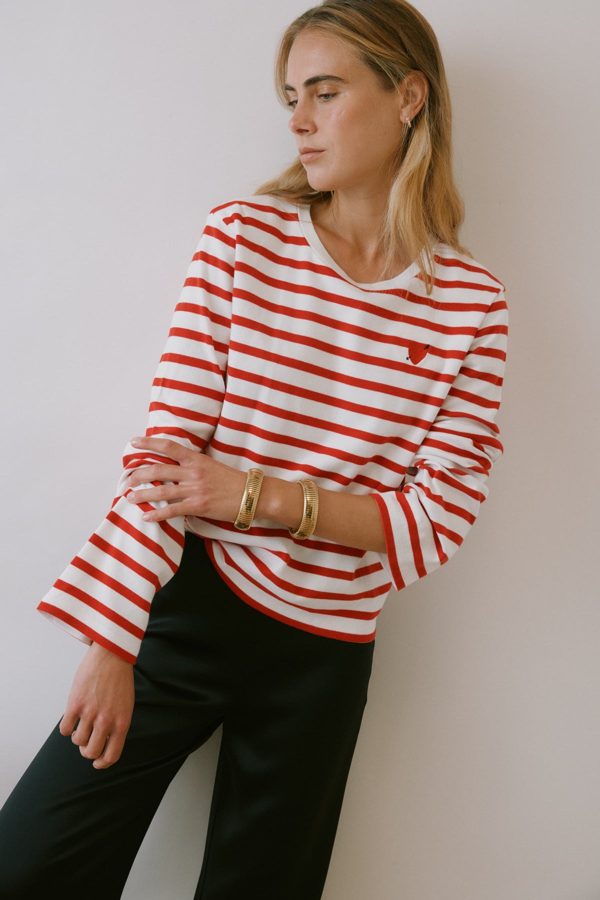Longsleeve 'Heart' in Rot/Ivory Anita Hass