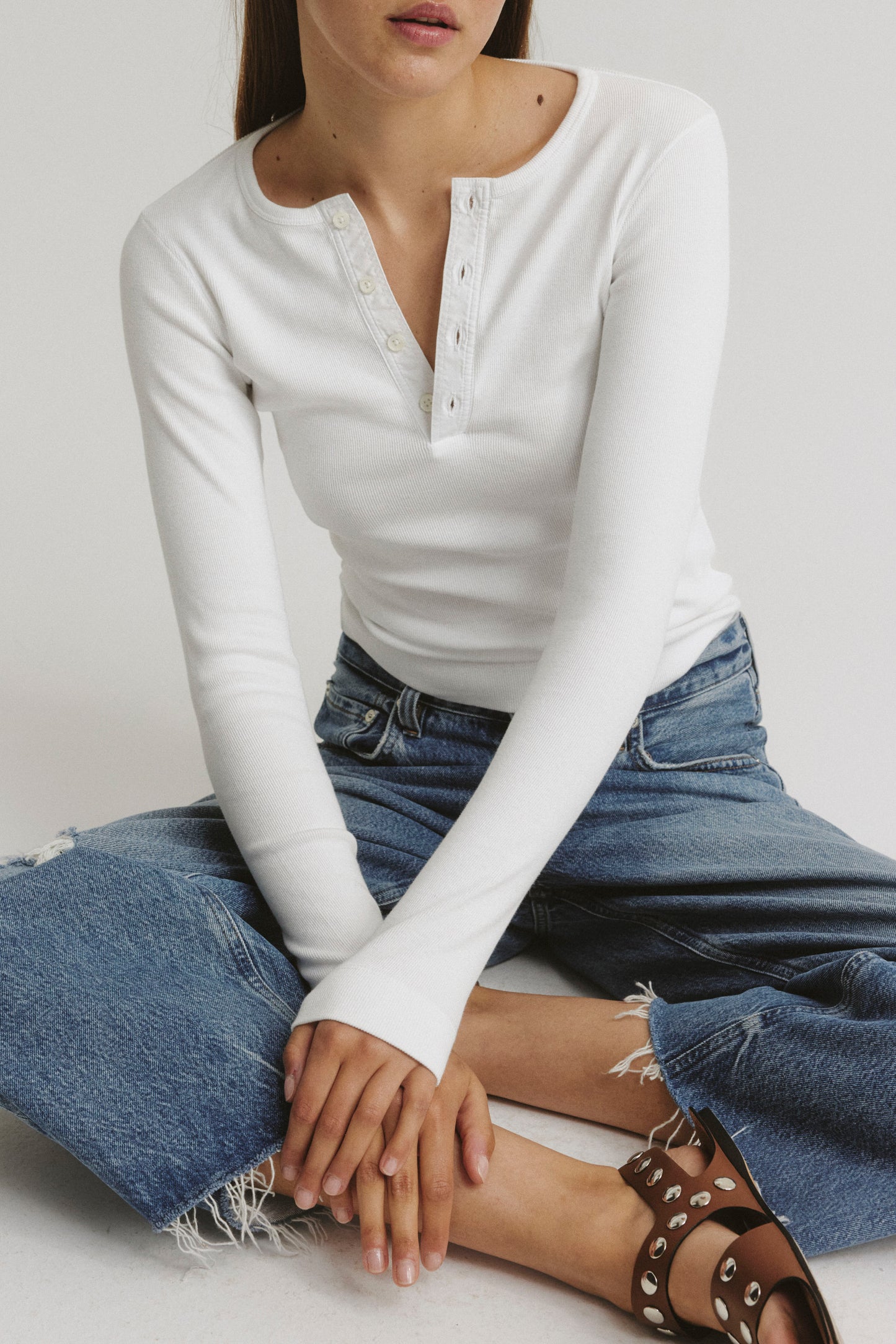 Gale Long-Sleeve Shirt in White by Anita Hass - Anita Hass
