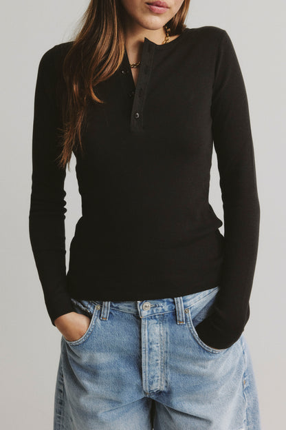 Gale Long-Sleeve Shirt in Black by Anita Hass - Anita Hass