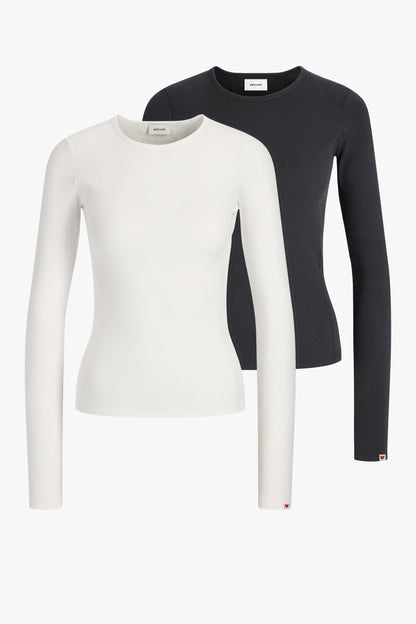 "Splash" Long-Sleeve Set in White/Black by Anita Hass - Anita Hass