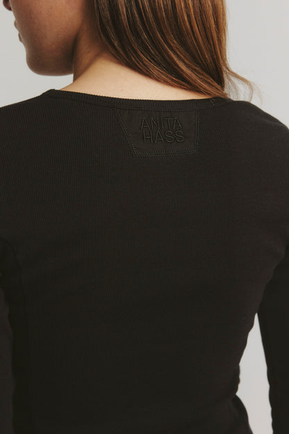"Splash" Long-Sleeve Top in Black by Anita Hass - Anita Hass
