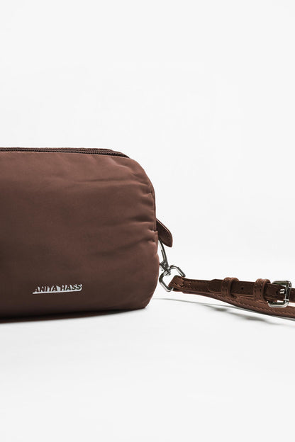 "Heart" Pouch in Brown Nylon by Anita Hass - Anita Hass