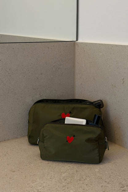 "Heart" Pouch in Olive Nylon by Anita Hass - Anita Hass