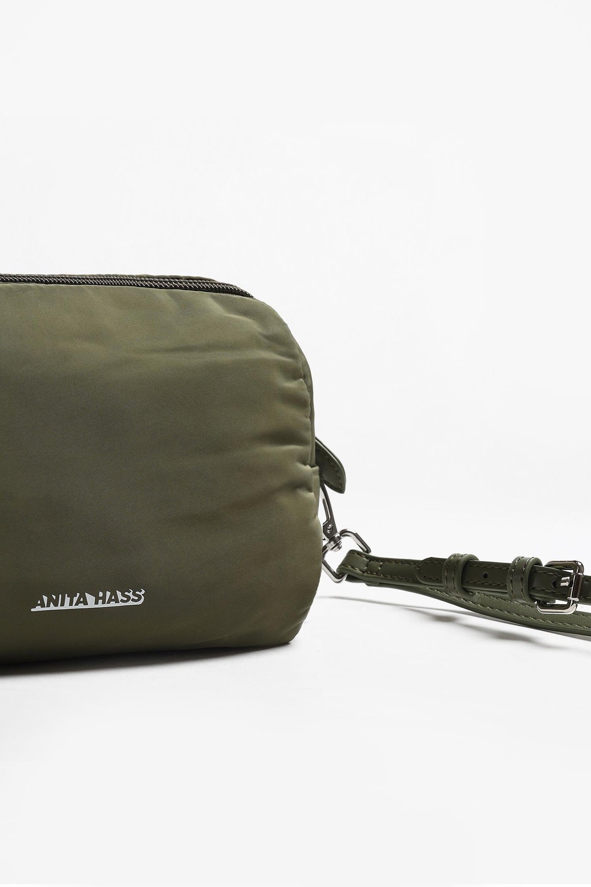 "Heart" Large Pouch in Olive Nylon by Anita Hass - Anita Hass