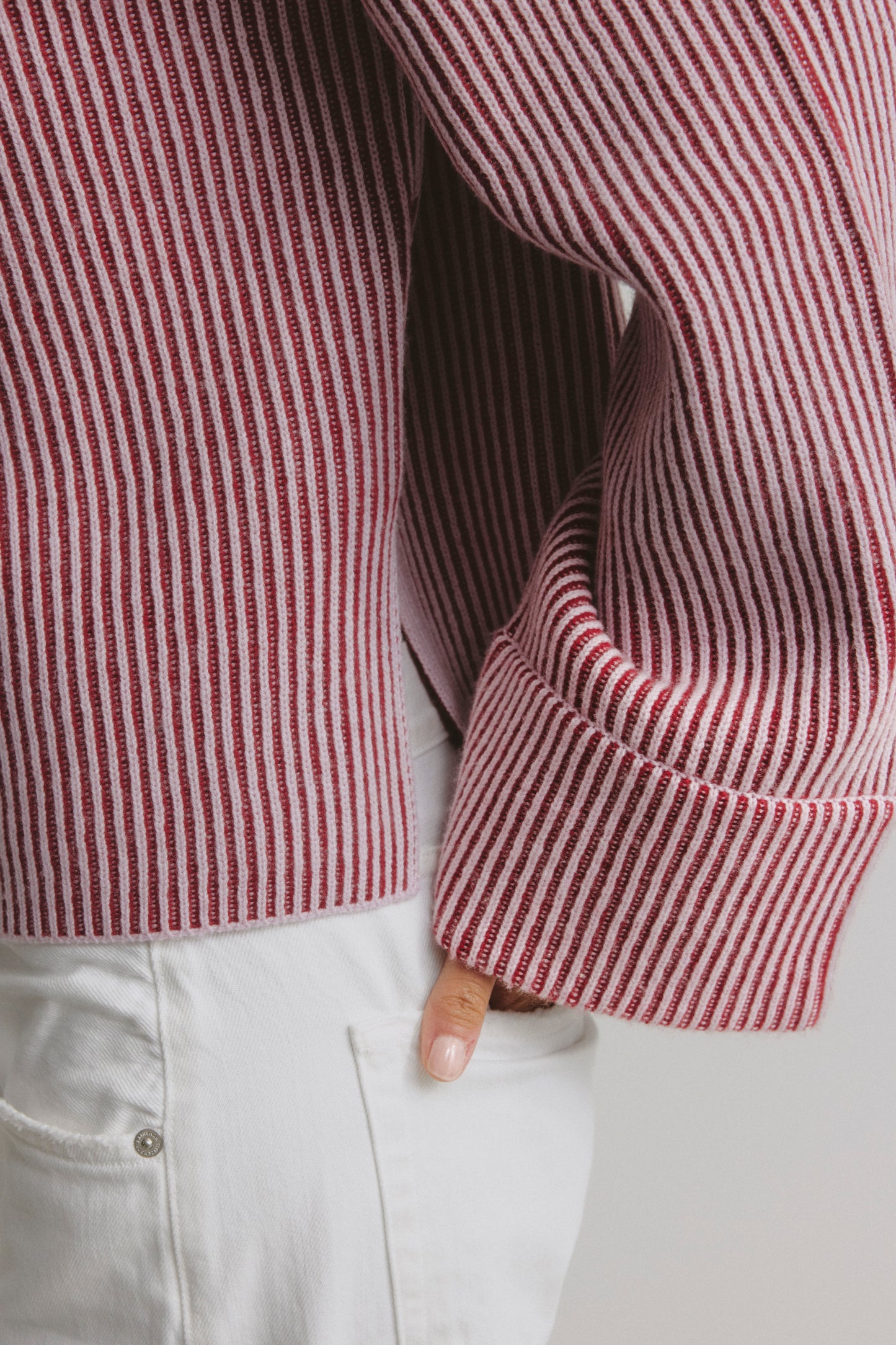 Two-Tone Sweater in Red/Pink by Anita Hass - Anita Hass