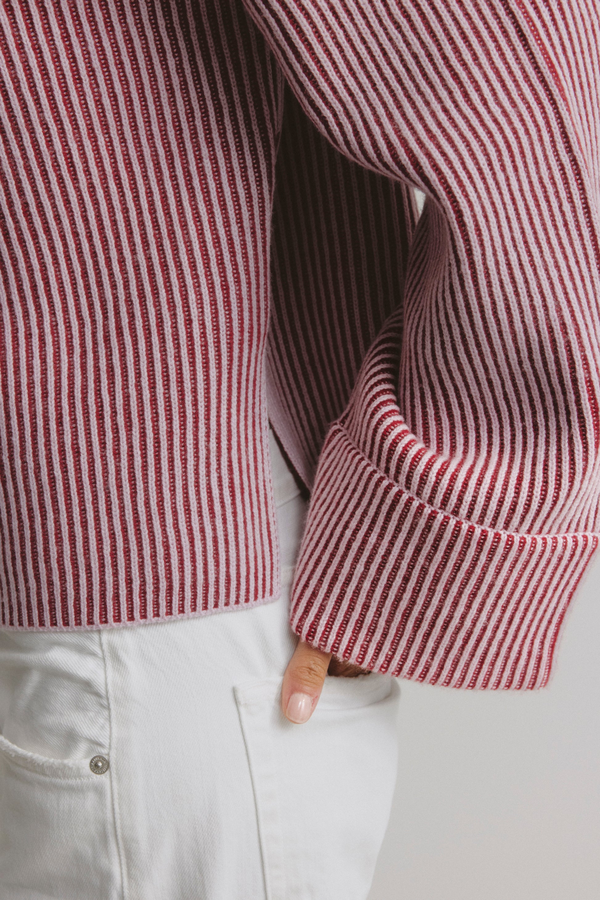 Two-Tone Sweater in Red/Pink by Anita Hass - Anita Hass