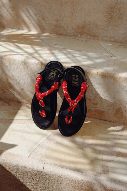 Sandalias con cordón en rojo y blanco - Anita Hass - Anita Hass