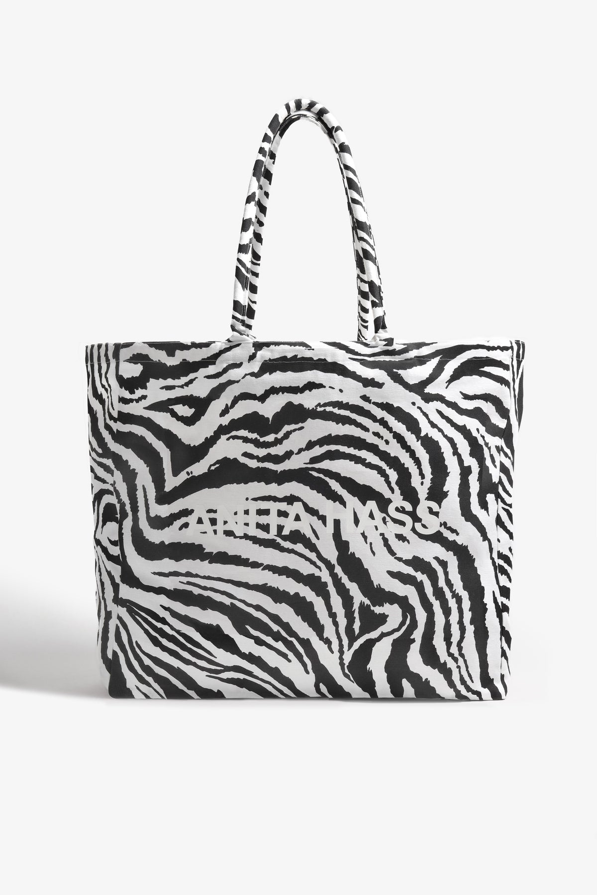 "Heart" Large Tote Bag in White Zebra by Anita Hass - Anita Hass