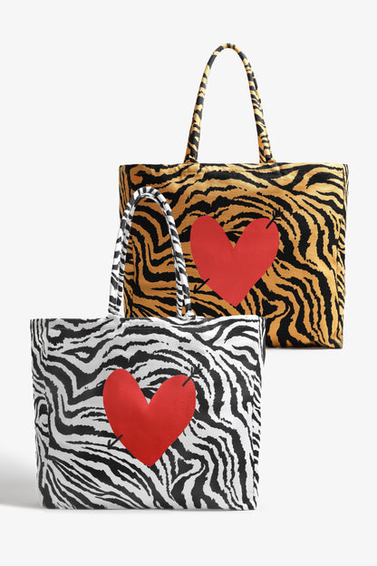 Shopper Set 'Heart' Large in Zebra Anita Hass