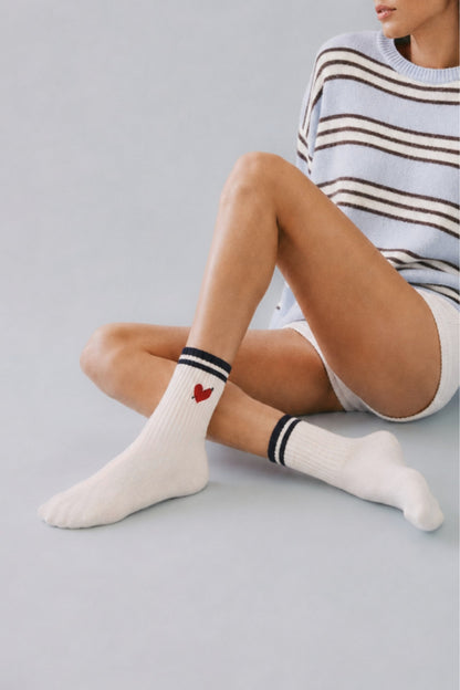 Sportsocken Heart in Off White/Navy Anita Hass