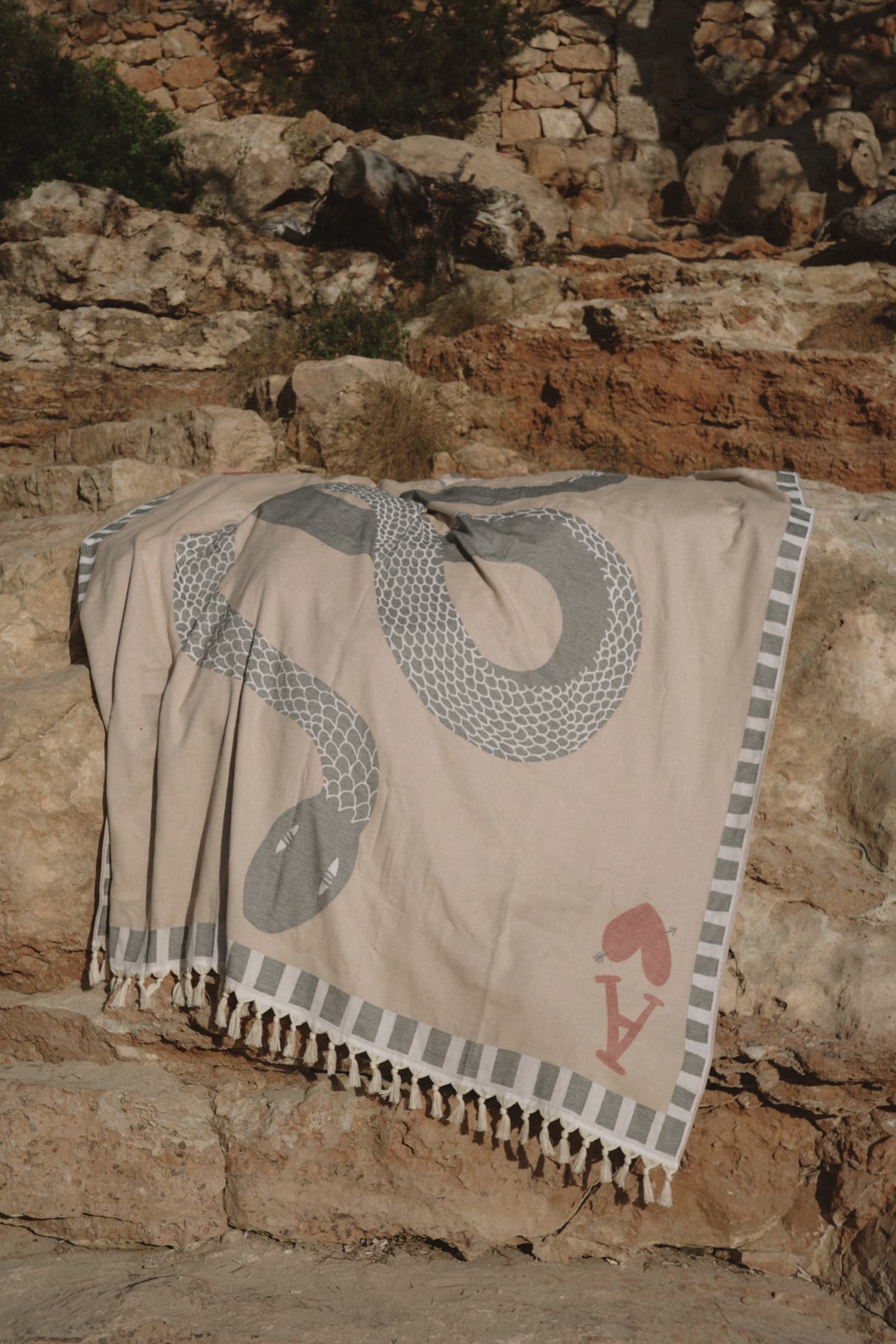 "Snake" Scarf in Beige by Anita Hass - Anita Hass
