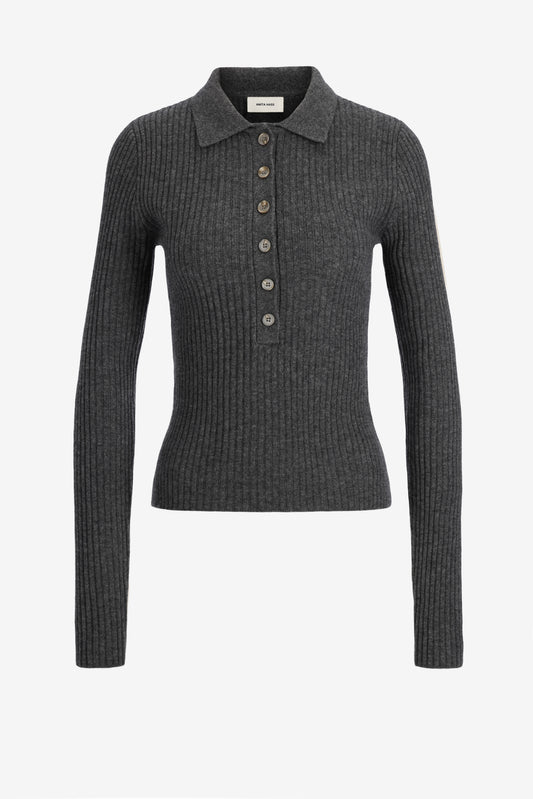 Knit Polo Abigail in Grey