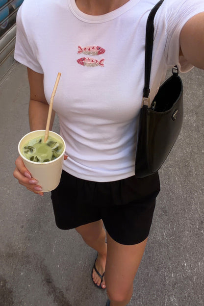 Camiseta Pearl Fish en blanco