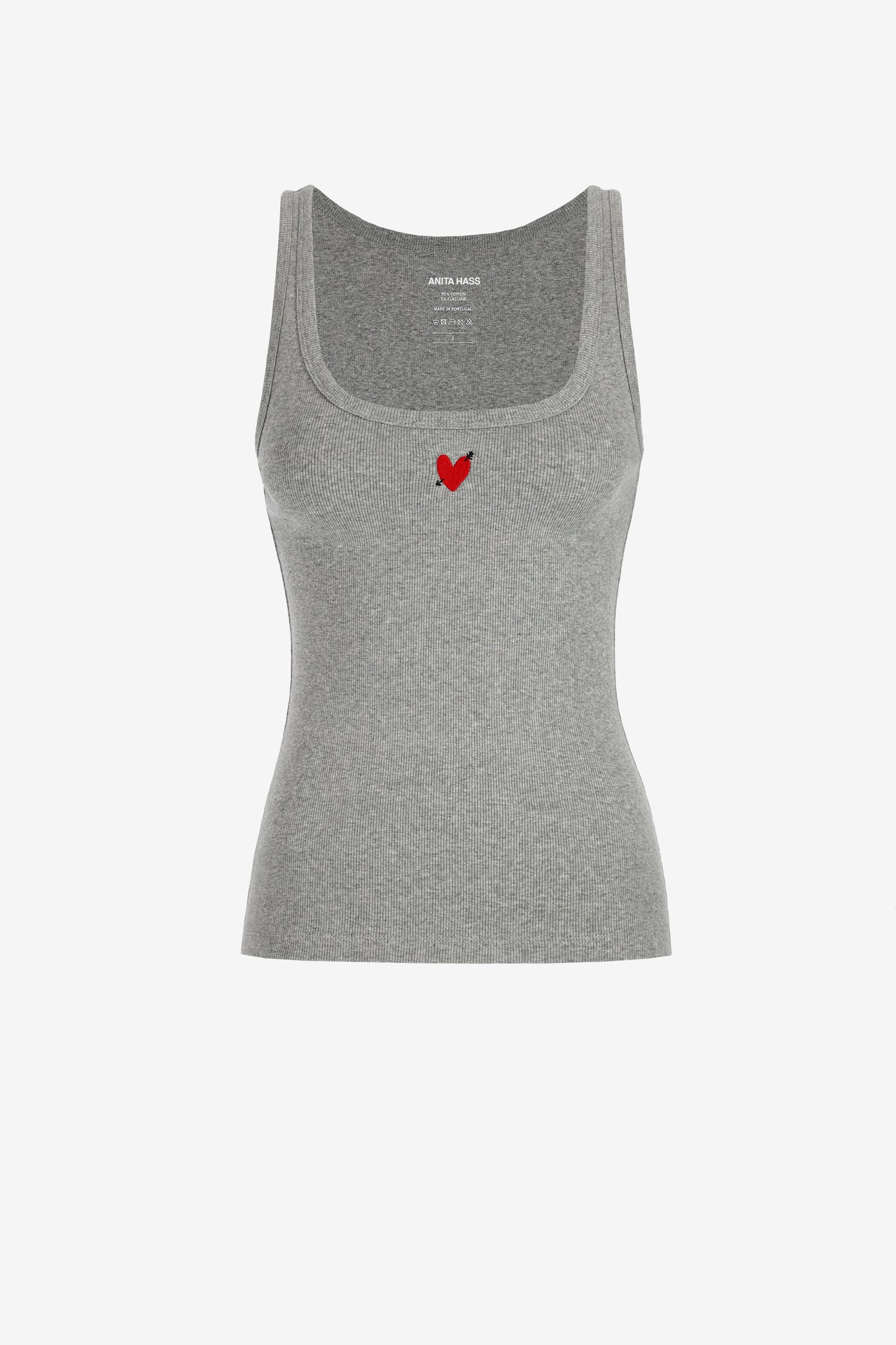 "Heart" Tank Top in Light Gray by Anita Hass - Anita Hass