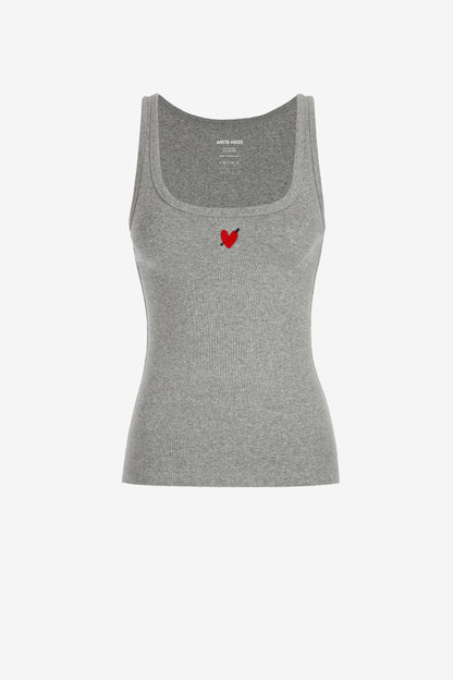 "Heart" Tank Top in Light Gray by Anita Hass - Anita Hass