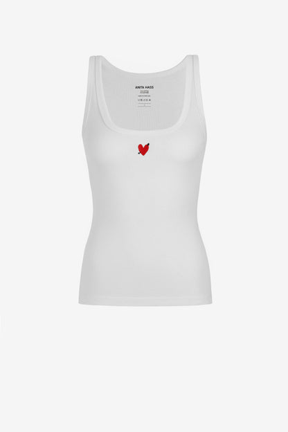 "Heart" Tank Top in White by Anita Hass - Anita Hass