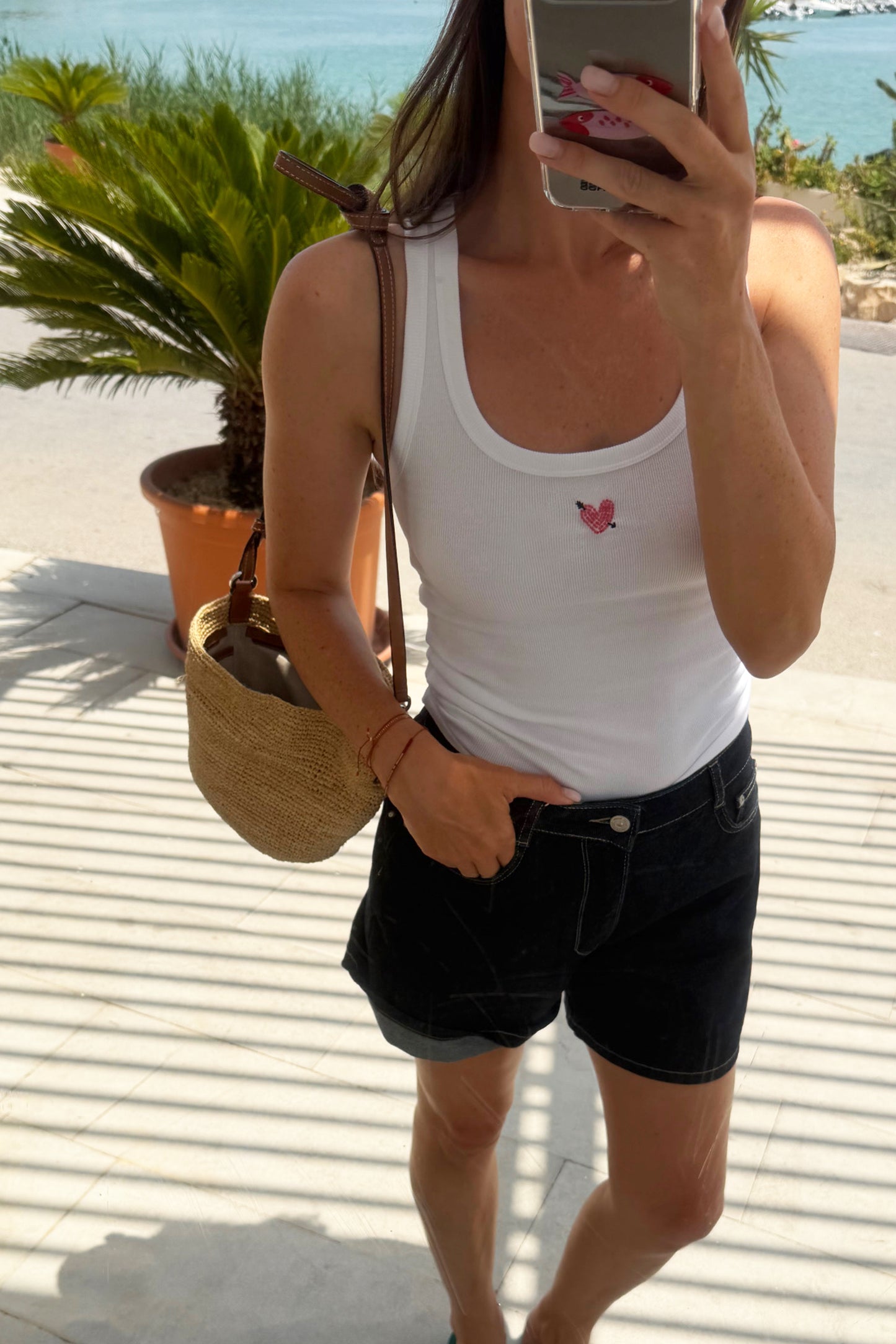 Tank Top Pearl Heart in Weiß Anita Hass