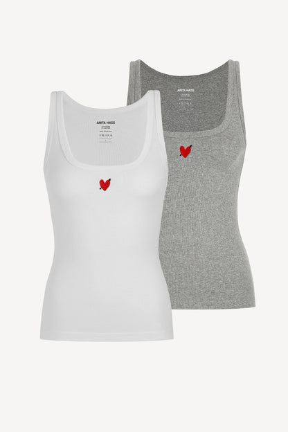 Set canotta "Heart" in bianco/grigio chiaro Anita Hass - Anita Hass